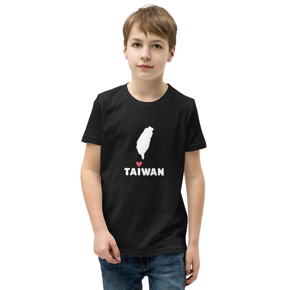 Love Taiwan youth tee in black — front