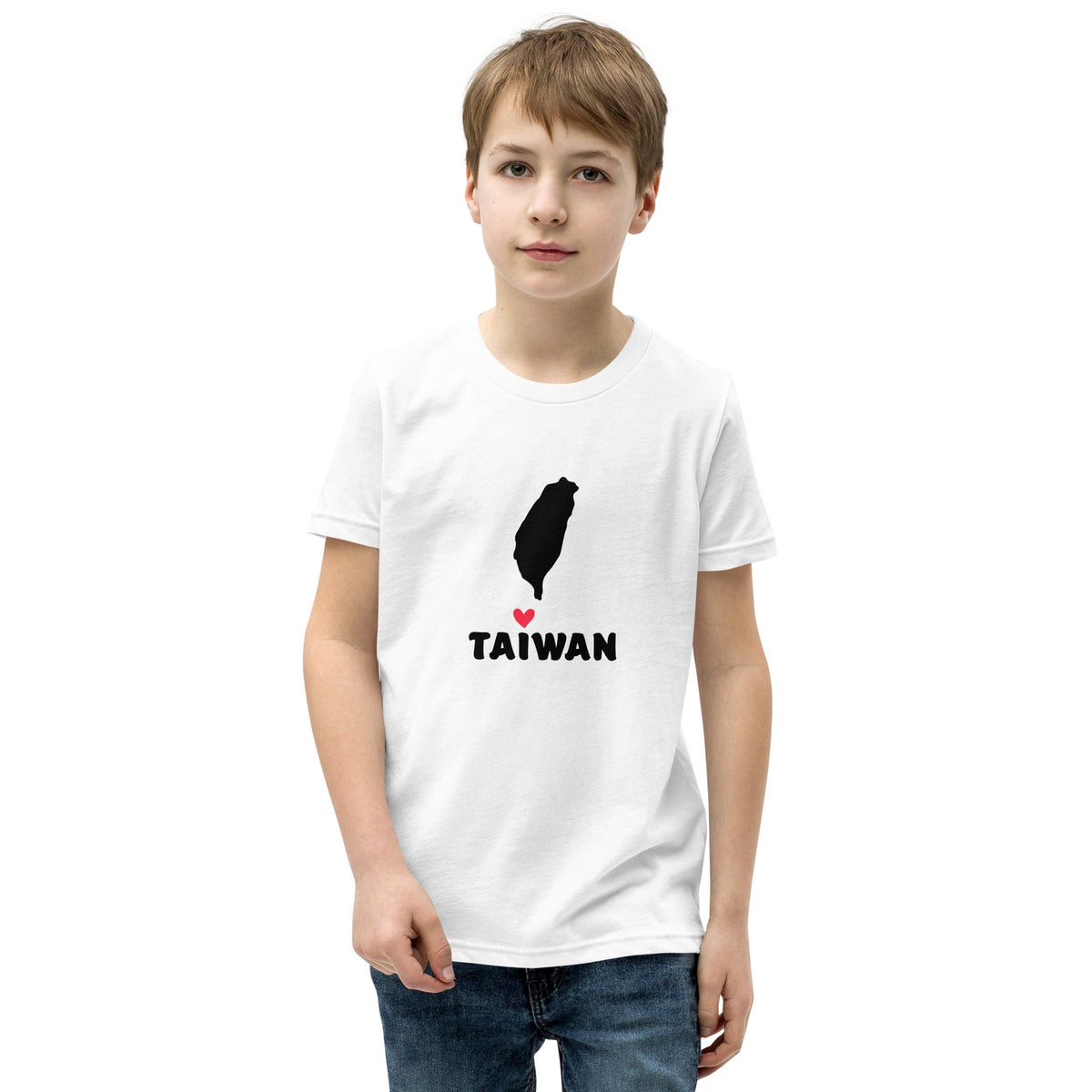 Love Taiwan youth tee in white — front